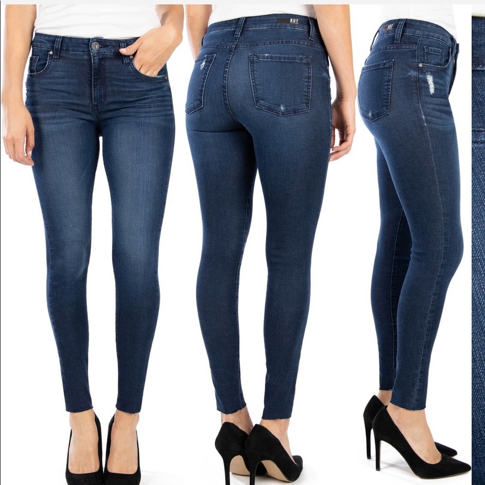 KUT from the Kloth - Donna high waist raw hem ankle skinny jeans